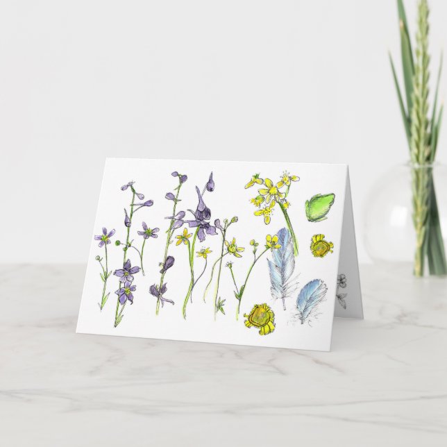 Carte Plumes de grenouille Fleurs Nature Joyeux annivers (Devant)