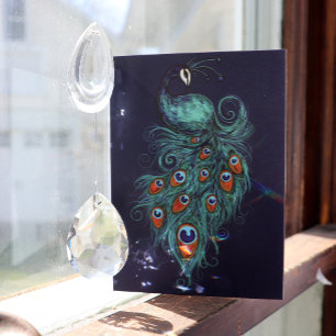 Carte Plumes de paon Peacocks Turquoises