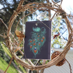 Carte Plumes de paon Peacocks Turquoises