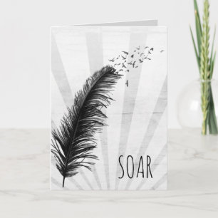 Carte plumes et oiseaux noirs Graduation