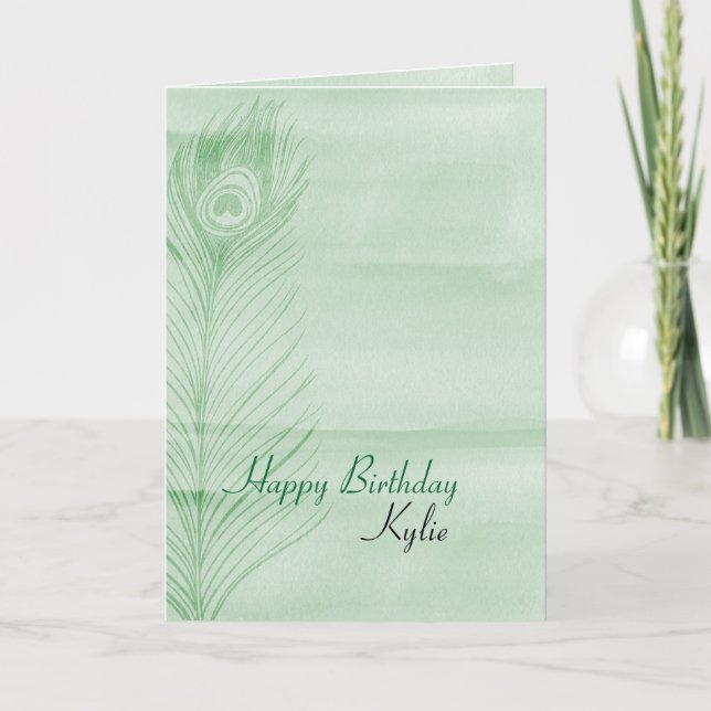 Carte Plumes Peacock Mint (Devant)