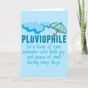 Carte Pluviophile Amoureux de la Pluie Joli Parapluie Bl