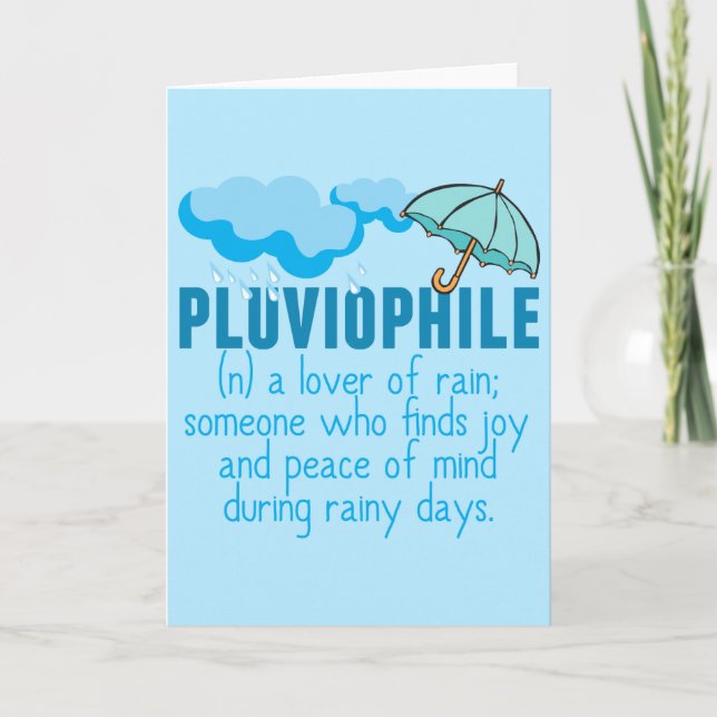 Carte Pluviophile Amoureux de la Pluie Joli Parapluie Bl (Devant)