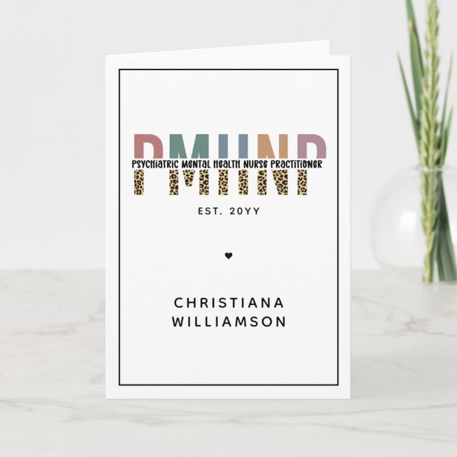 Carte PMHNP Empreinte de léopard Psychiatrie Santé menta (Devant)