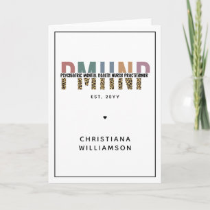 Carte PMHNP Empreinte de léopard Psychiatrie Santé menta