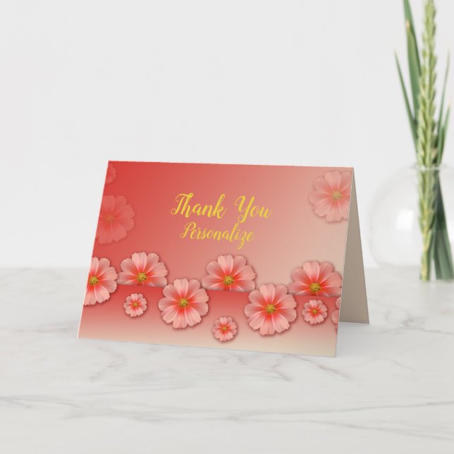 Carte Poche & Fleurs roses Merci Personnaliser (Devant)