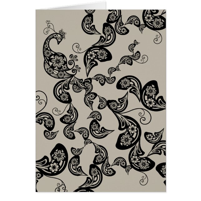 Carte Pocket Art Déco Floral Noir (Devant)
