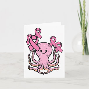 Carte Poctopus rose Ribbon Cute Sensibilisation au cance