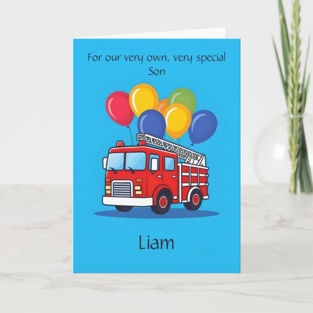 Carte Poem Anniversaire de Camion Feu Cute Son cus (Devant)