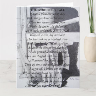 Carte Poème amusant et outils de jardin de la vie morte