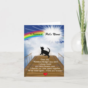 Carte Poème commémoratif de Rainbow Bridge pour chats