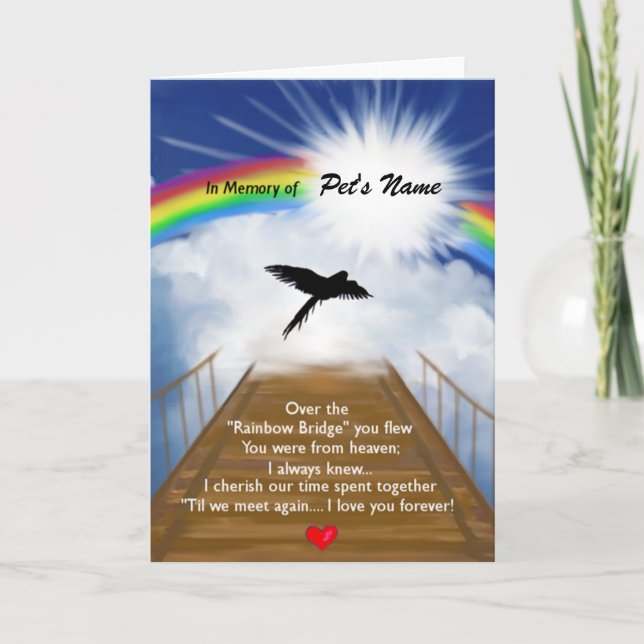 Carte Poème commémoratif du pont Rainbow pour les oiseau (Devant)