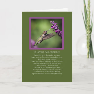 Carte Poème commémoratif en sympathie avec Colibri