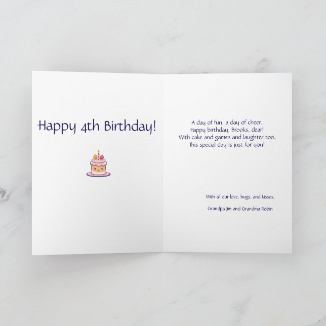 Carte Poème d'anniversaire de grand-fils "3D" cust (Intérieur)
