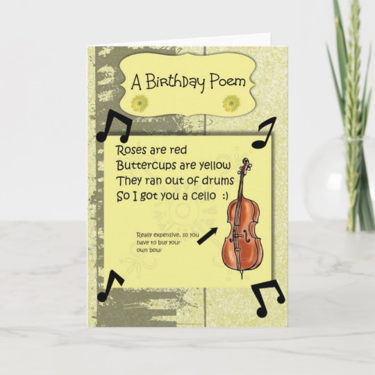 Carte Poeme D Anniversaire De Violoncelle Zazzle Fr