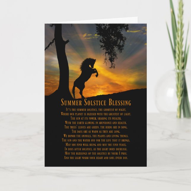 Carte Poème de bénédictions du solstice d'été du cheval  (Devant)