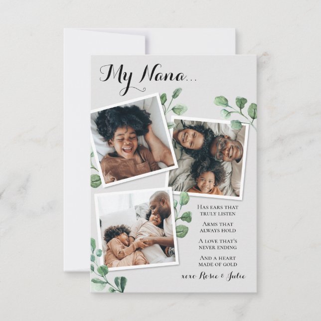 Carte Poème de grand-mère Grammy Nana de petits-enfants (Devant)