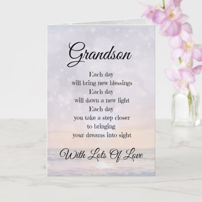 Carte Poème d'encouragement pour petit-fils conception C (Orchidée)