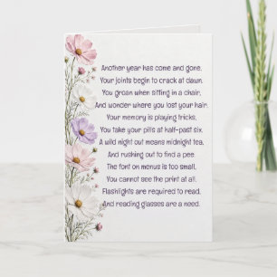 Carte Poème humoristique d'anniversaire pour les vieux j