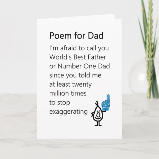 Carte Poeme Pour Le Papa Un Poeme Drole De Fete Des Zazzle Fr