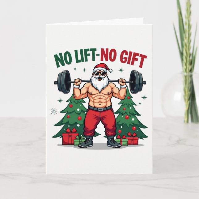 Carte Poids de levage Père Noël Musculaire Pas de gymnas (Devant)