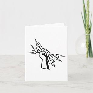 Carte Poing tenant boulon de foudre Puissance en gras