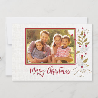 Carte Poinsetta et rouge Berry Custom Family Christmas C