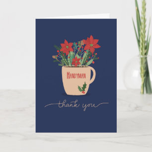 Carte Poinsettias de Noël Merci Handyman