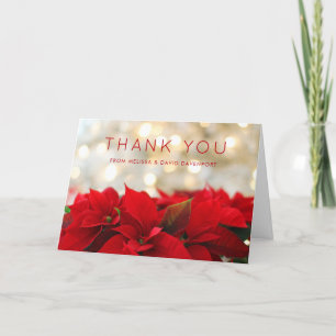 Carte Poinsettias rouges avec des remerciements de Noël 