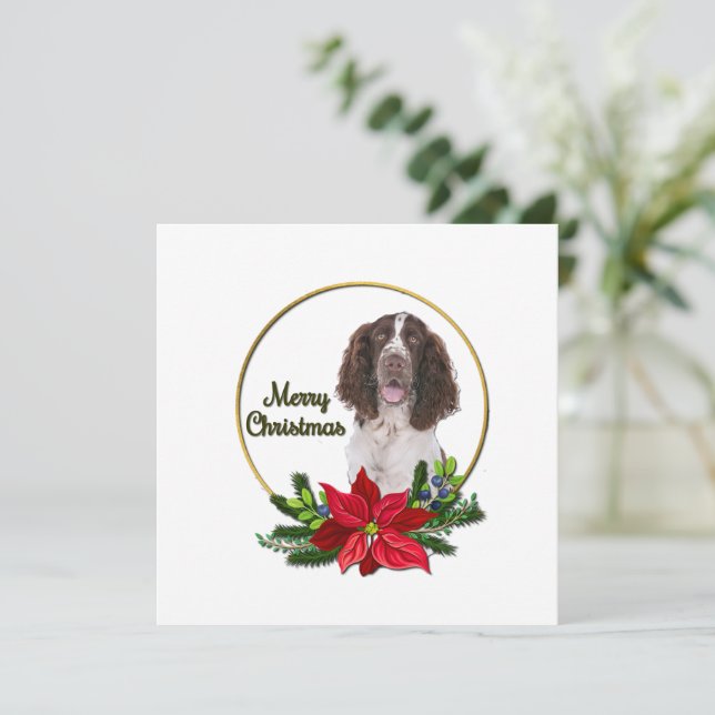 Carte Pointeur anglais Rouge et Vert Noël (Debout devant)