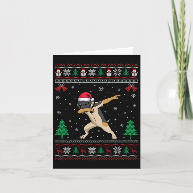 Carte Pointeur brun allemand Dabbing Chien Santa Hat C (Devant)