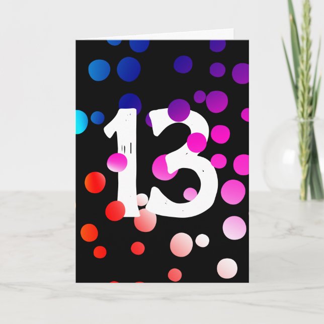 Carte Points arc-en-ciel du 13e anniversaire en noir (Devant)