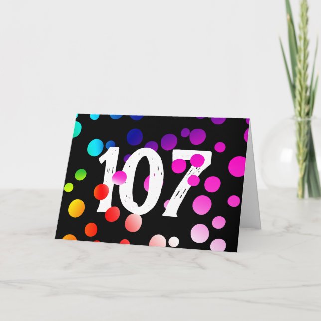 Carte Points arc-en-ciel pour 107e anniversaire sur fond (Devant)