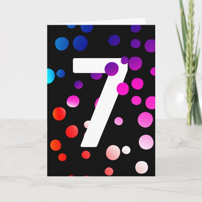 Carte Points arc-en-ciel pour le 7e anniversaire en noir (Devant)