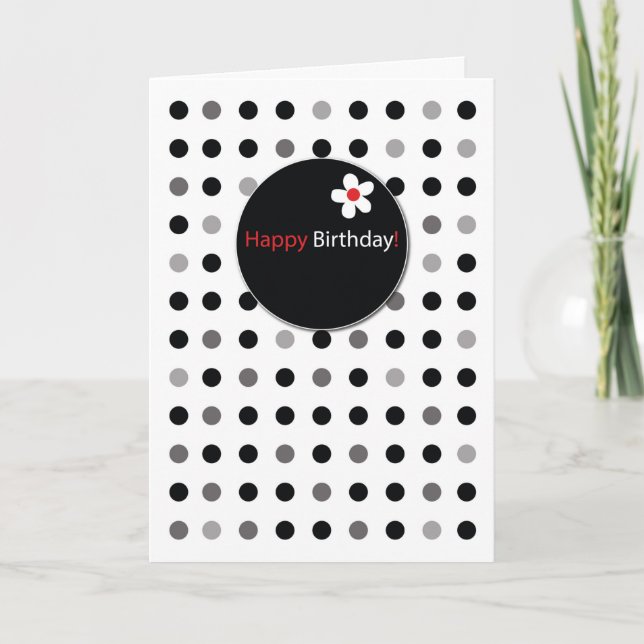 Carte Points noirs et rouges simples d'anniversaire (Devant)