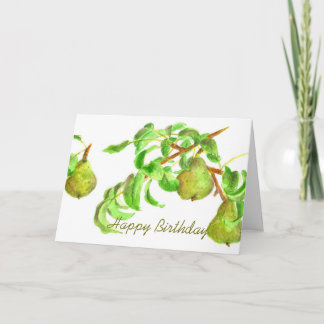 Carte Poires Joyeux Anniversaire Fruit Eté Vert