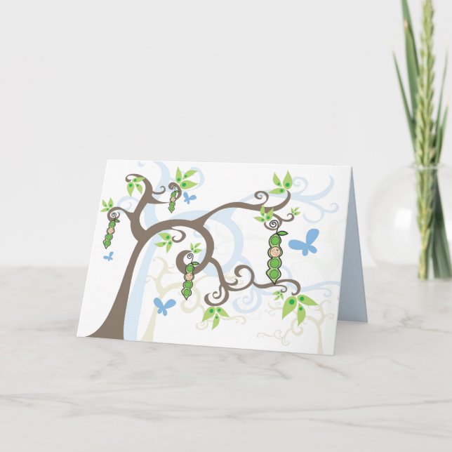 Carte Pois Bleu Dans Un Pod Magique Baby shower Jardin C (Devant)