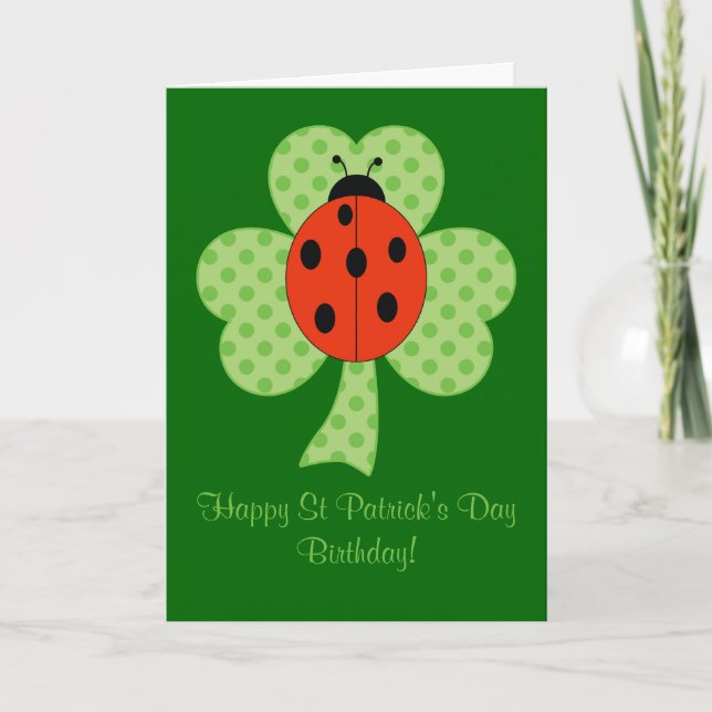 Carte Pois de Clover Ladybug Jour de la Saint Patrick An (Devant)