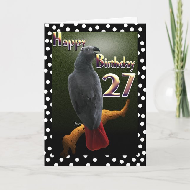 Carte Pois de perroquets afro-gris du Congo 27e Jour B (Devant)
