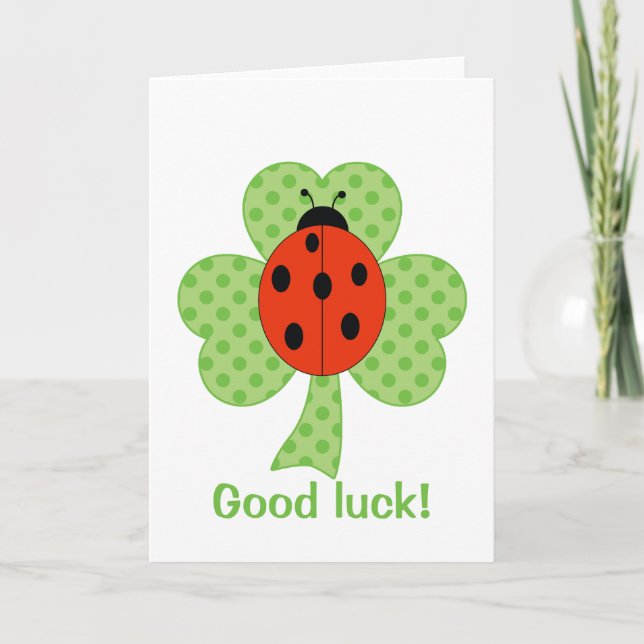 Carte Pois de shamrock et chance de coccinelle bonne ! (Devant)