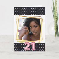 Pois moderne bleu marine cadre or rose 21e