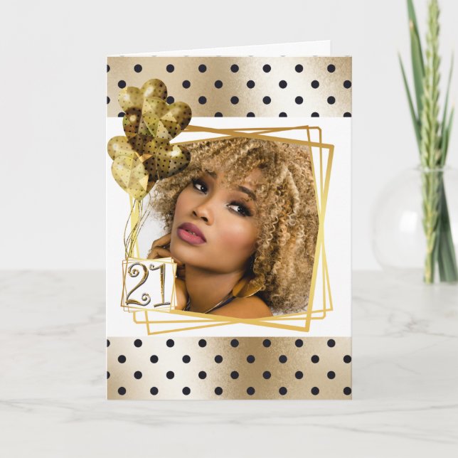 Carte Pois moderne noir or noir 21e ballons (Devant)