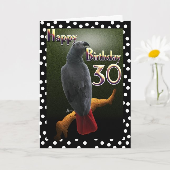 Carte Pois-points de perroquet afro-gris Congo 30e Jour  (Petite plante)