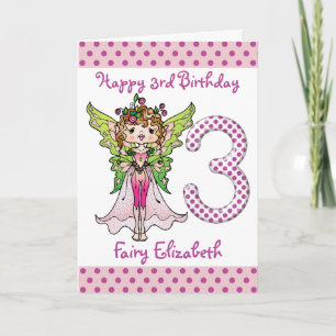 Carte Pois rose Fairy Princesse 3e anniversaire