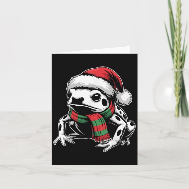 Carte Poison Dart Frog Xmas Santa Hat Écharpe Noël Co (Devant)