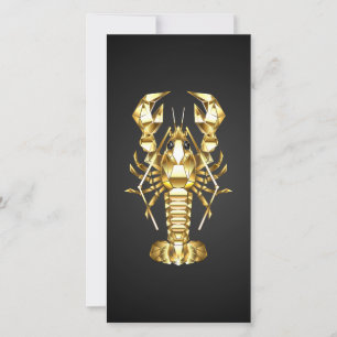 Carte Poisson à langouste polygonale dorée sur noir