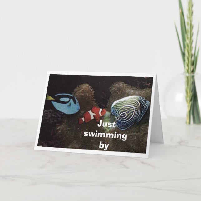 CARTE POISSON BAIGNANT POUR DIRE SALUT ET HEUREUSE JOURN (Devant)