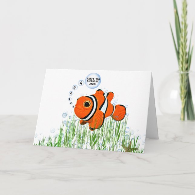 Carte Poisson clown aux algues pour 4 ans (Devant)