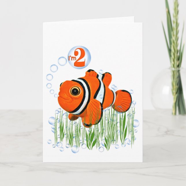 Carte Poisson clown pour 2e anniversaire (Devant)