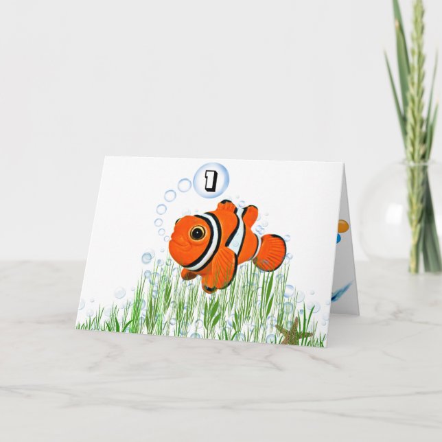 Carte Poisson clown pour anniversaire enfant (Devant)